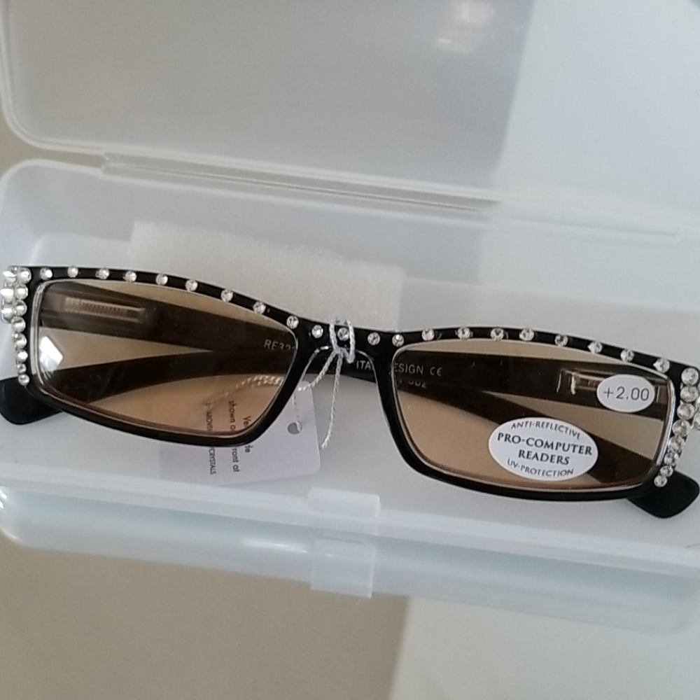 Black Swarovski embellished readers 2.00